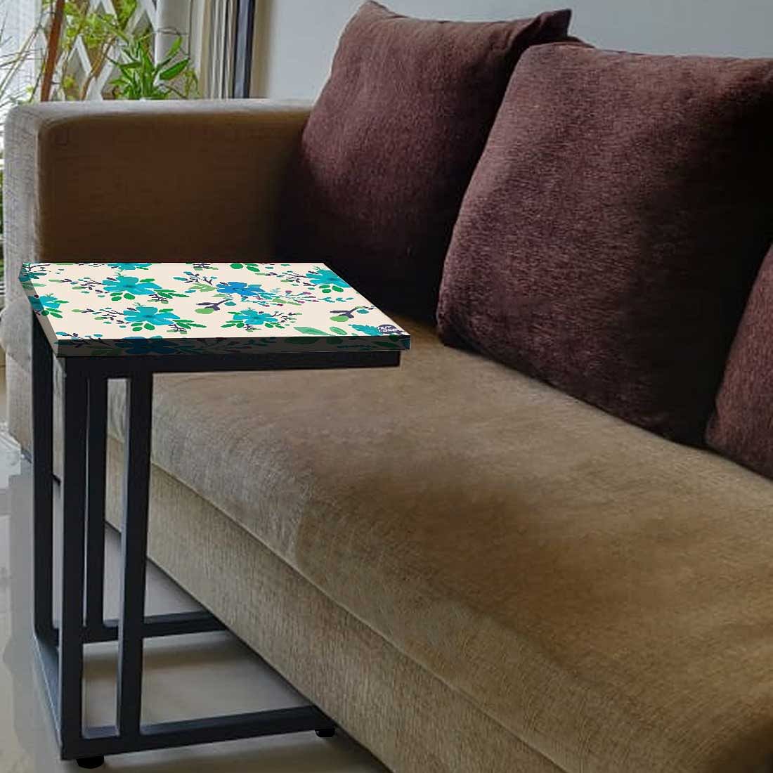 Floral C Shaped Table -  Blue Flower