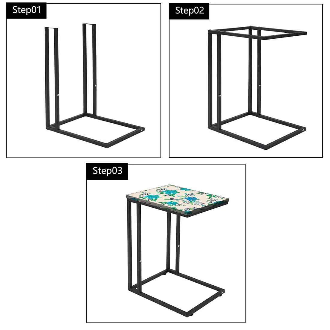 Floral C Shaped Table -  Blue Flower - Image 7