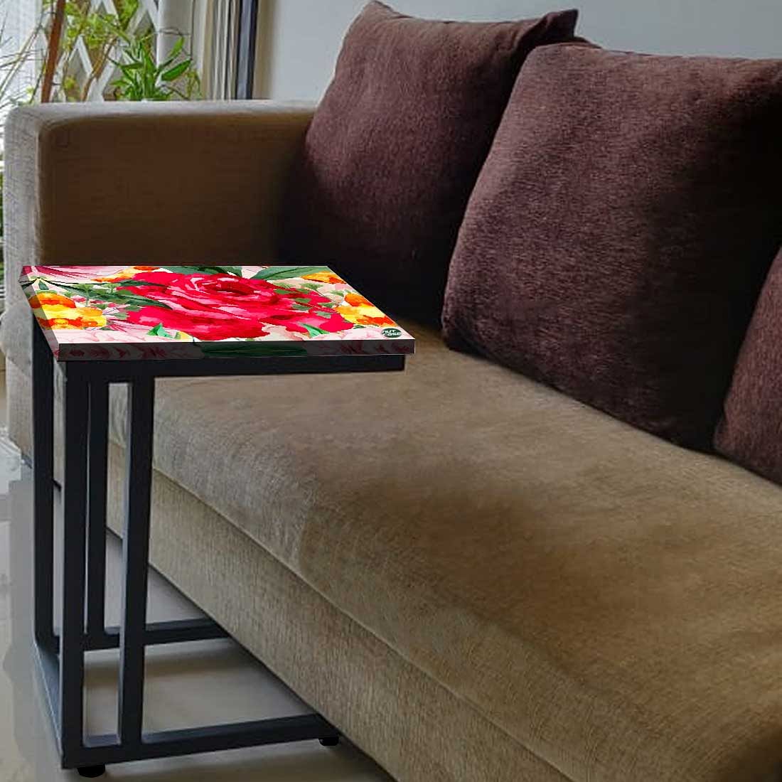 Designer Floral Metal C Table - Red Floral - Image 3