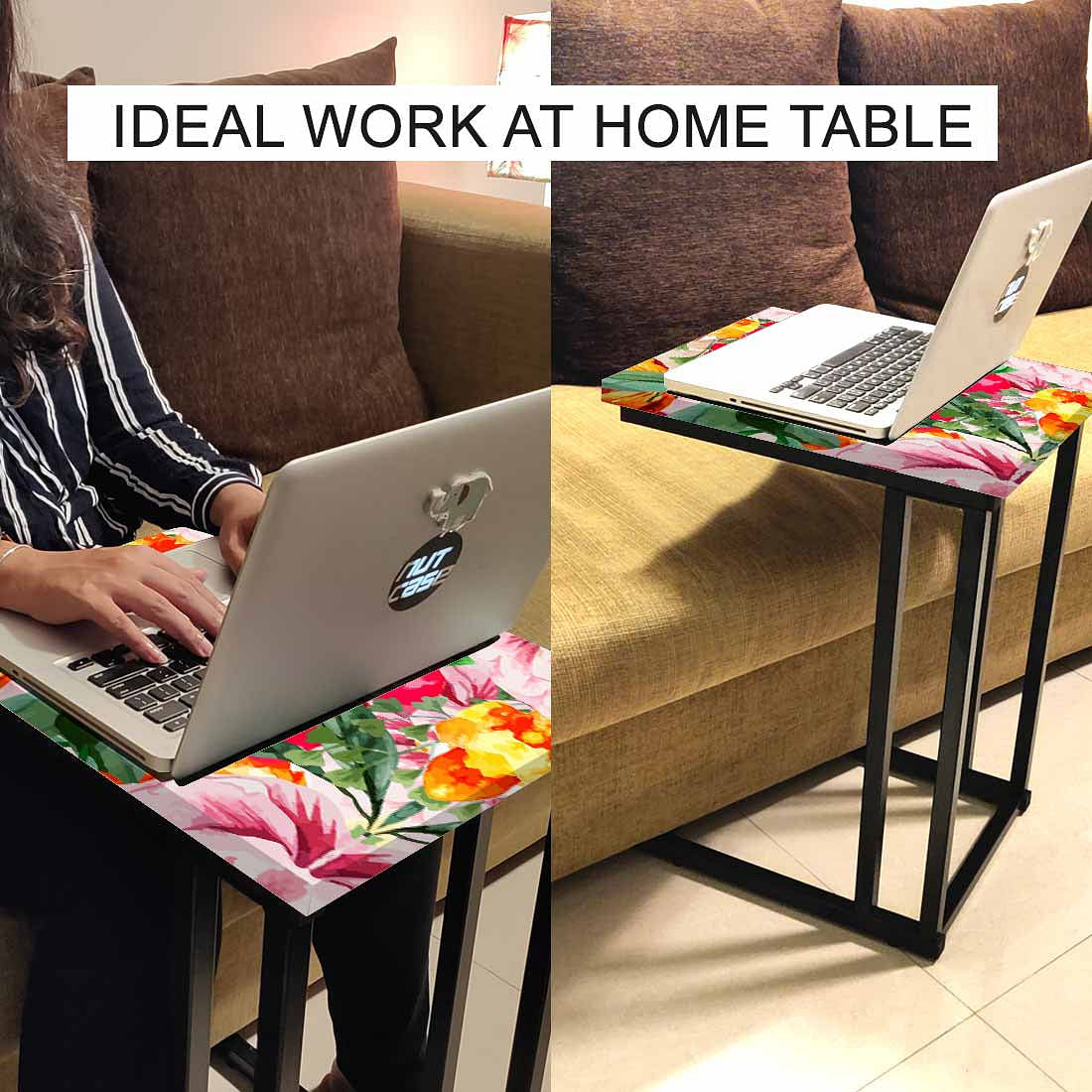 Designer Floral Metal C Table - Red Floral - Image 6