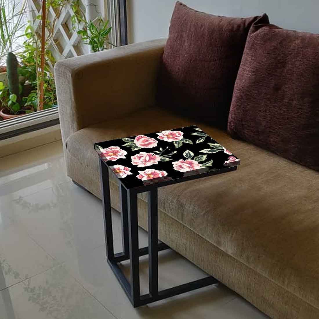 Designer Floral C Shaped Table - Pink Rose