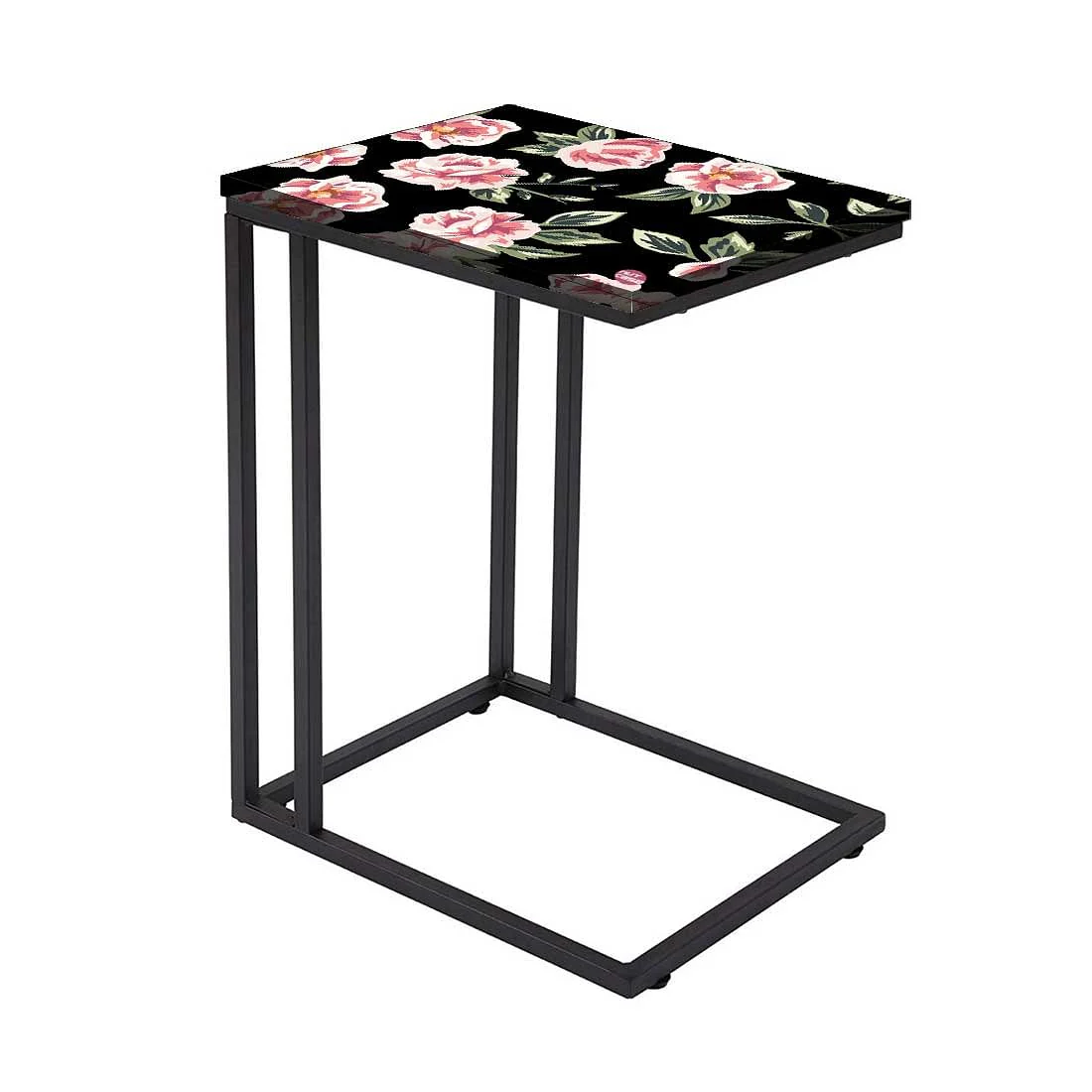 Designer Floral C Shaped Table - Pink Rose - Image 2