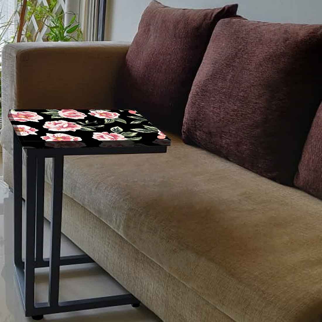 Designer Floral C Shaped Table - Pink Rose - Image 3