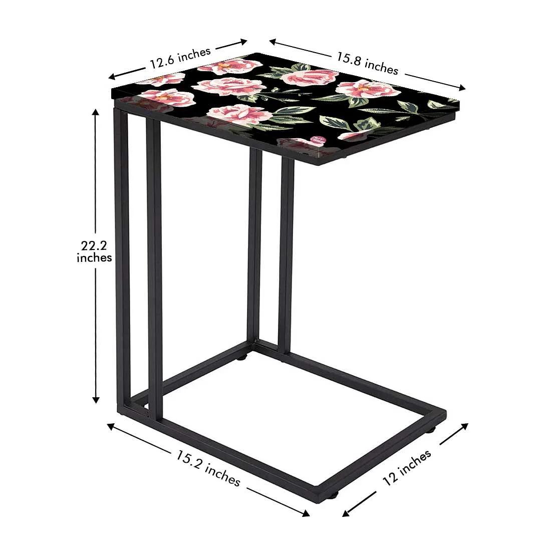 Designer Floral C Shaped Table - Pink Rose - Image 5