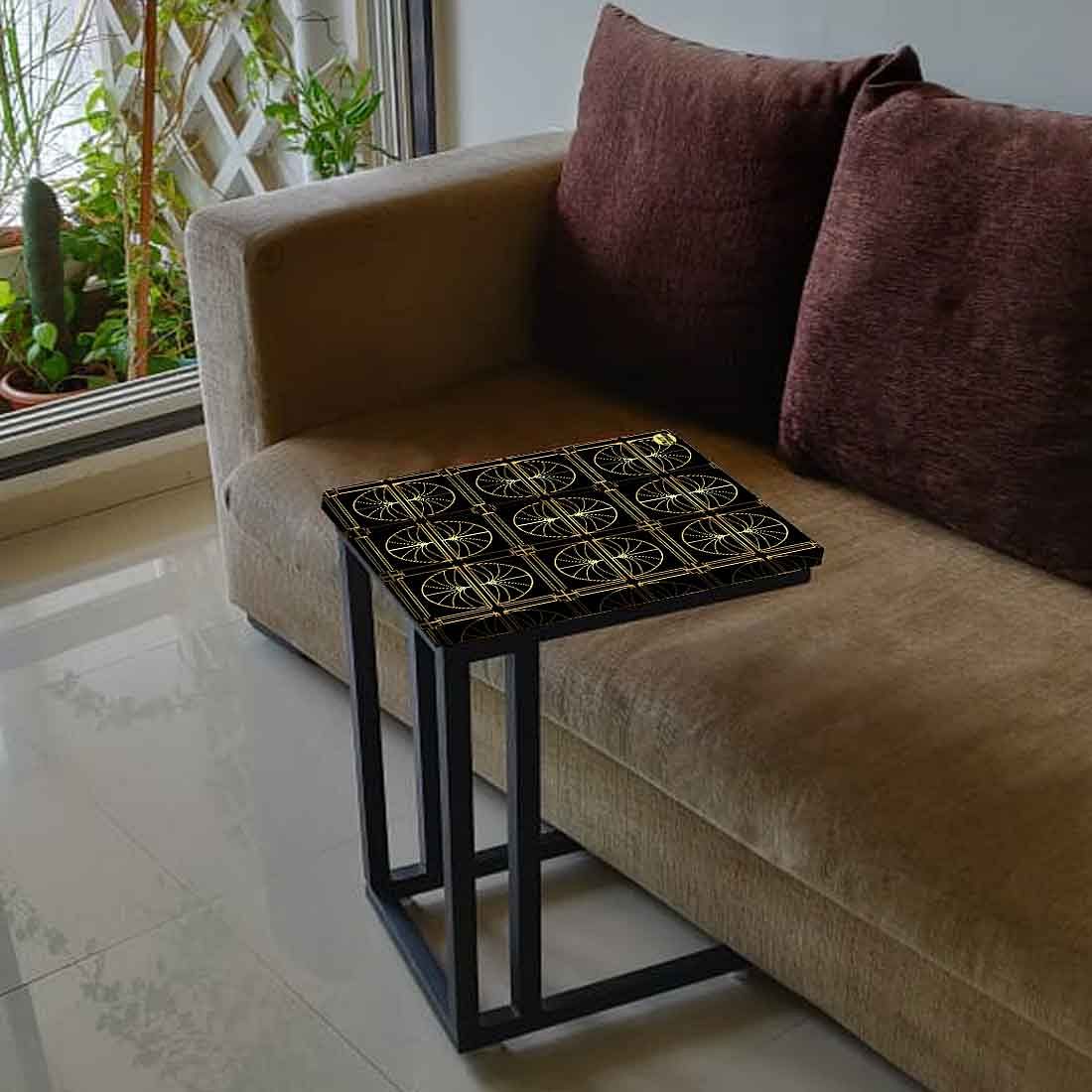 Black C Shaped End Table Serving Tables for Living Room - Palms