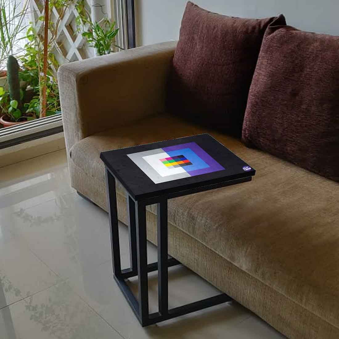 C End-table For Sofa - Blue Box Pattern