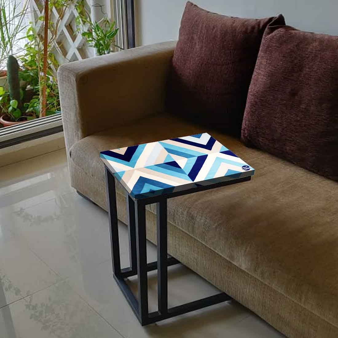 C Shaped End Table For Sofa - Blue Diamond