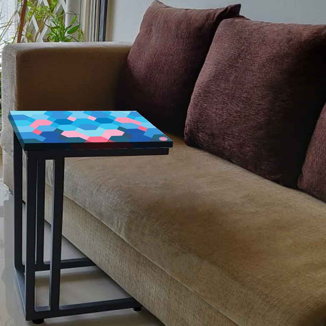 New Blue Metal C Table - Hexagon Pattern - Image 3