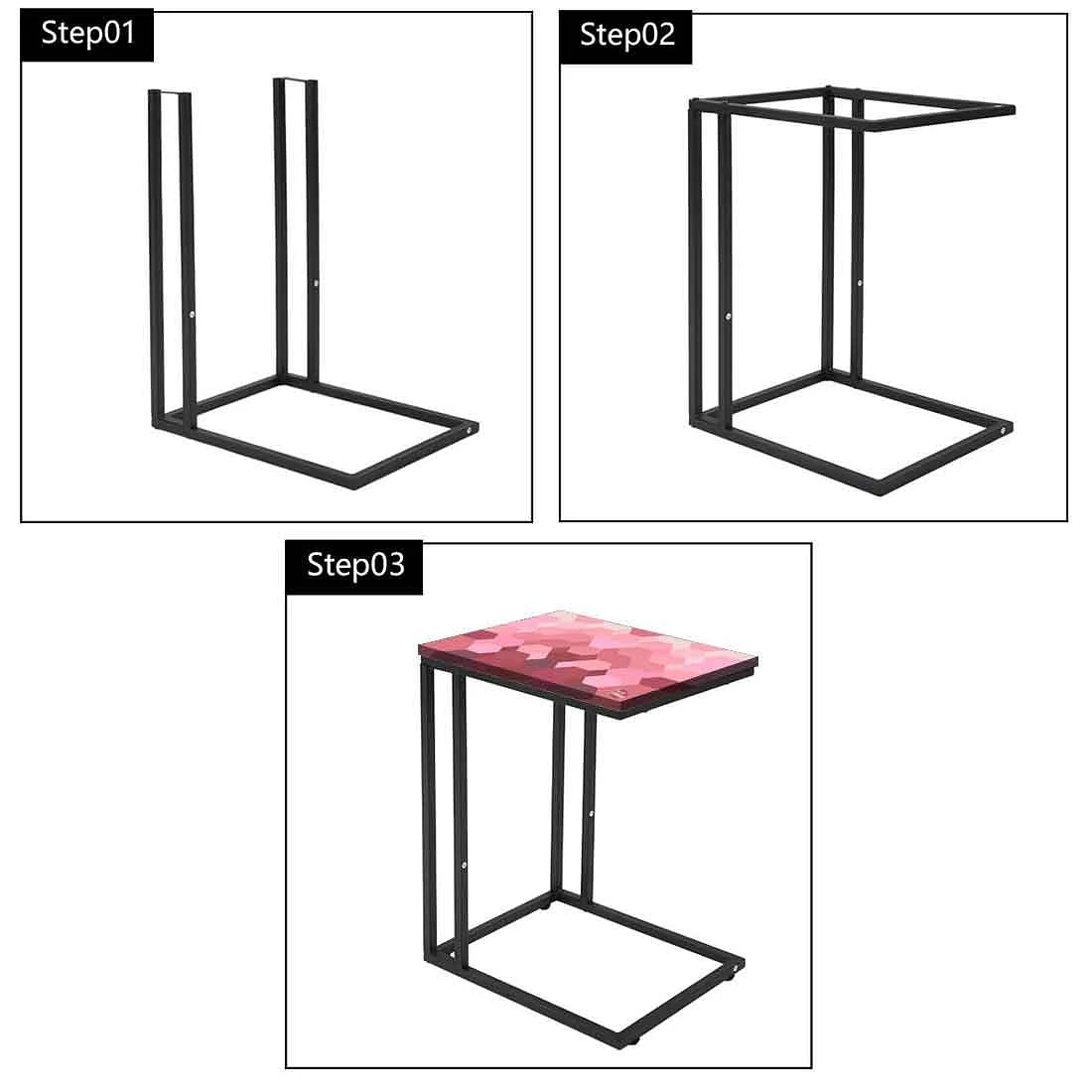 New Modern C Side Table - Hexagon Pink Pattern - Image 7