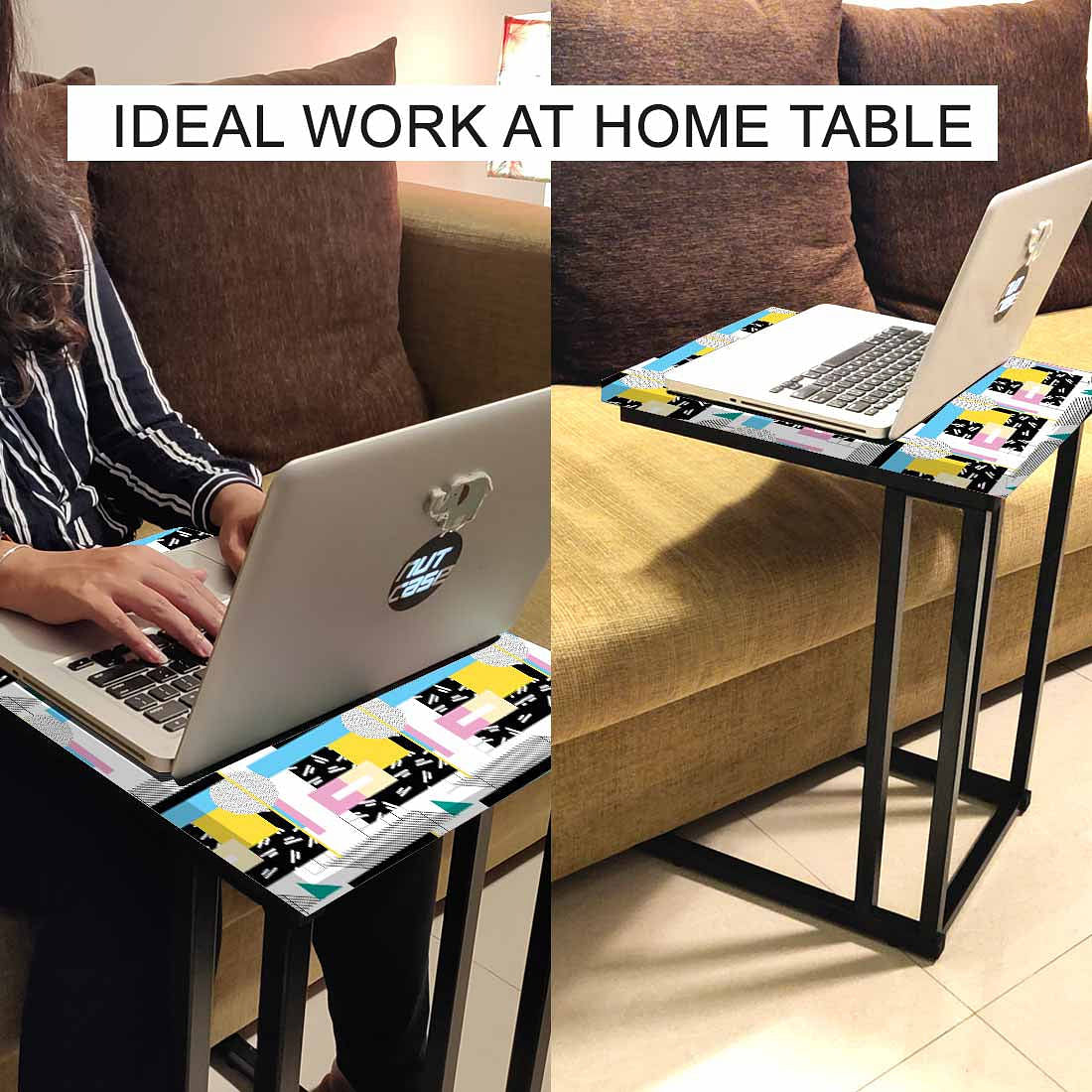 Modern C Shaped End Table - Mix Box Pattern - Image 6