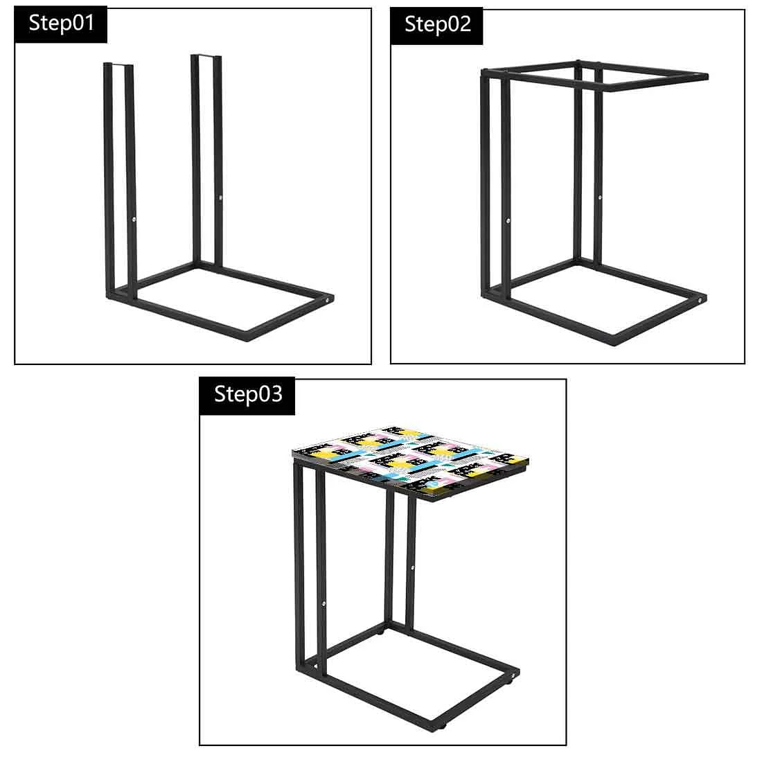 Modern C Shaped End Table - Mix Box Pattern - Image 7