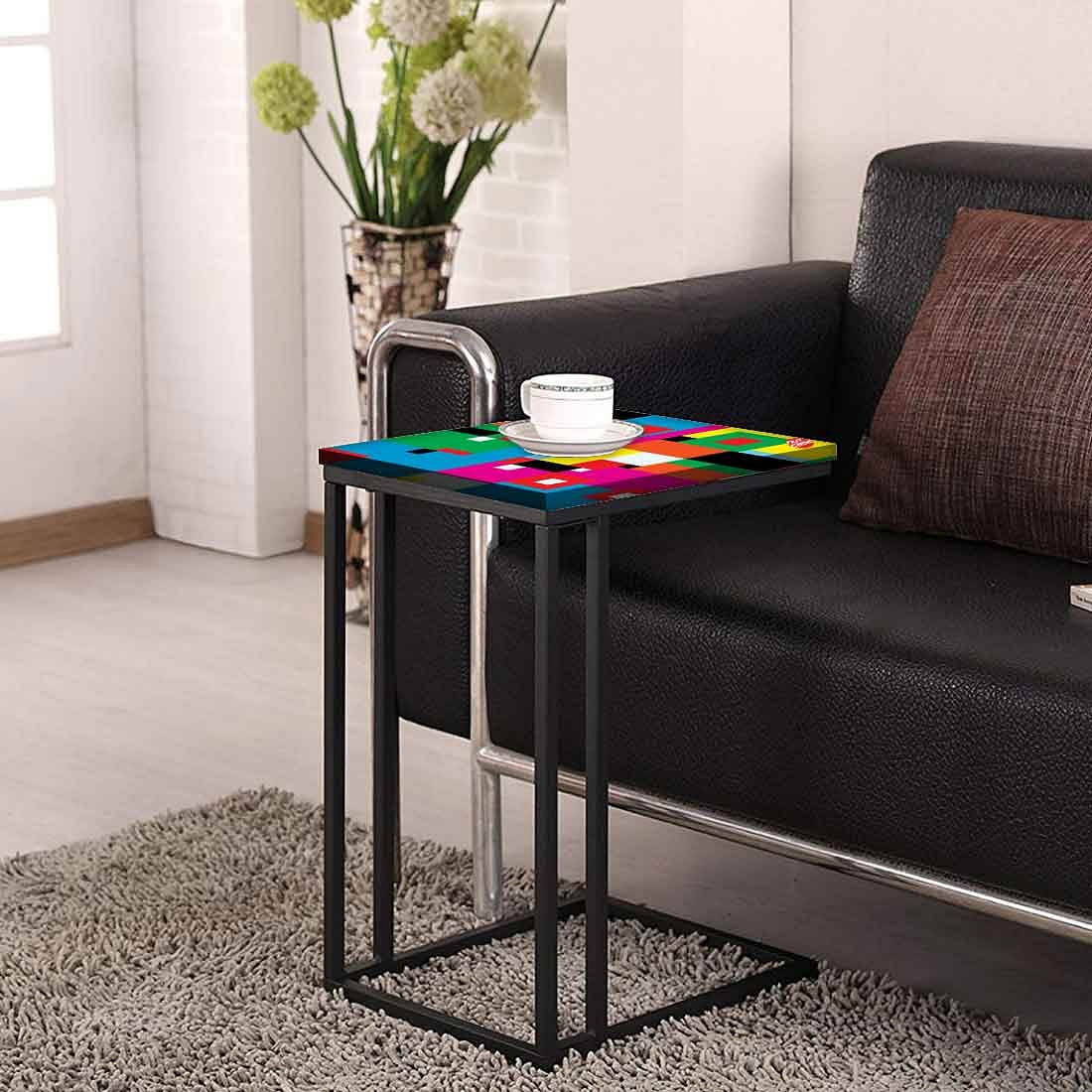 C Shaped Sofa Table  -  Colorful Pattern - Image 4
