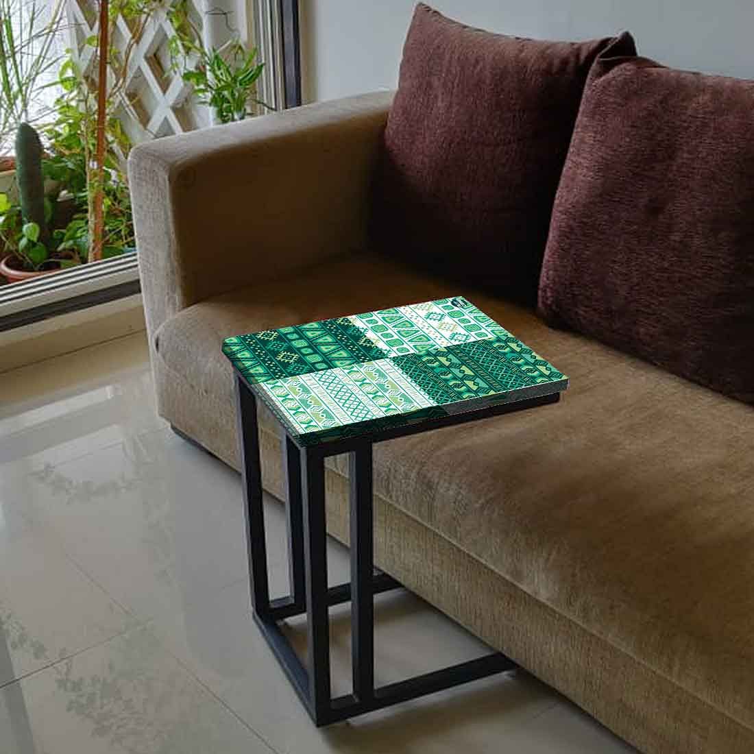 Small C Side Table For Sofa - Green Pattern