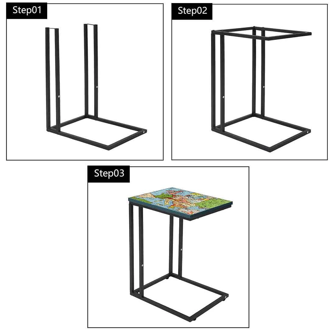 Designer Small Metal C Table - World Map - Image 7