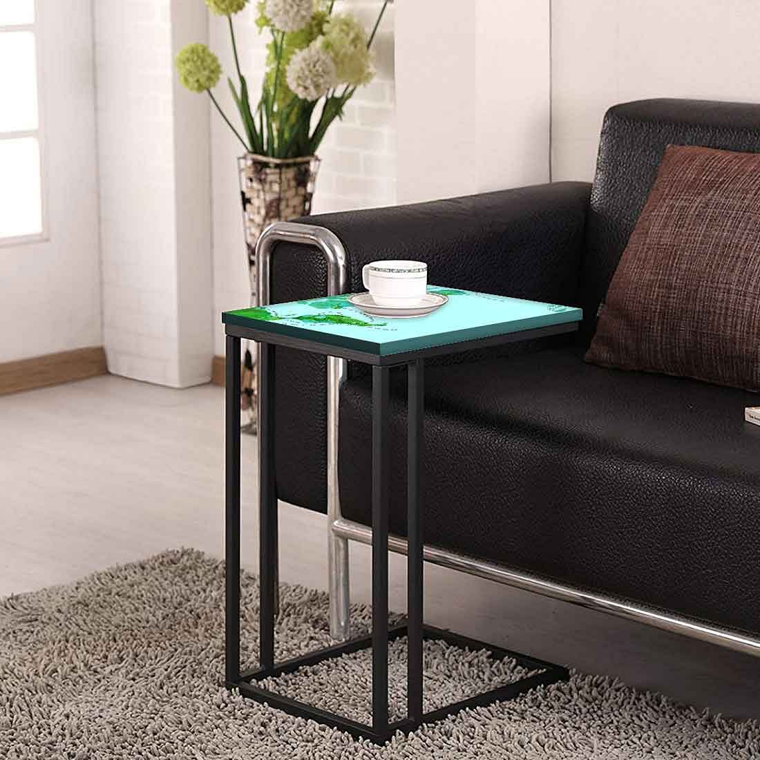 Nutcase Design C Shaped Side Table for Laptop Work on Sofa Couch-Study Breakfast Snack Serving End Tables -_Sky Blue Map Design - Image 4
