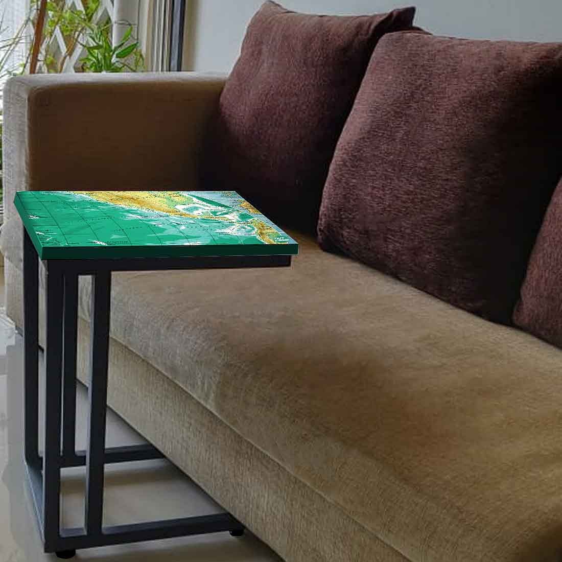 Designer Black C Shaped Table - Earth Map - Image 3
