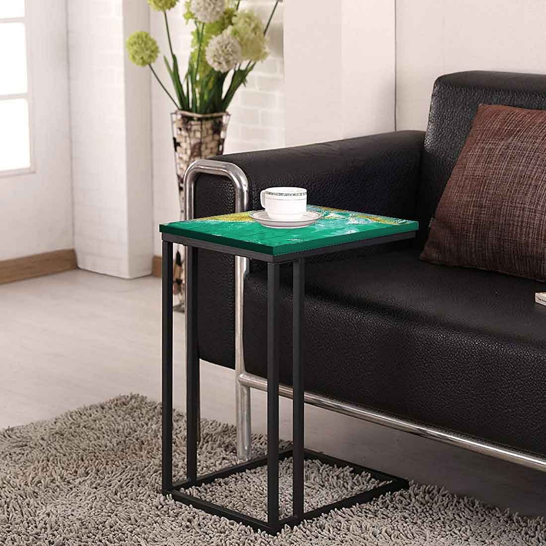 Designer Black C Shaped Table - Earth Map - Image 4