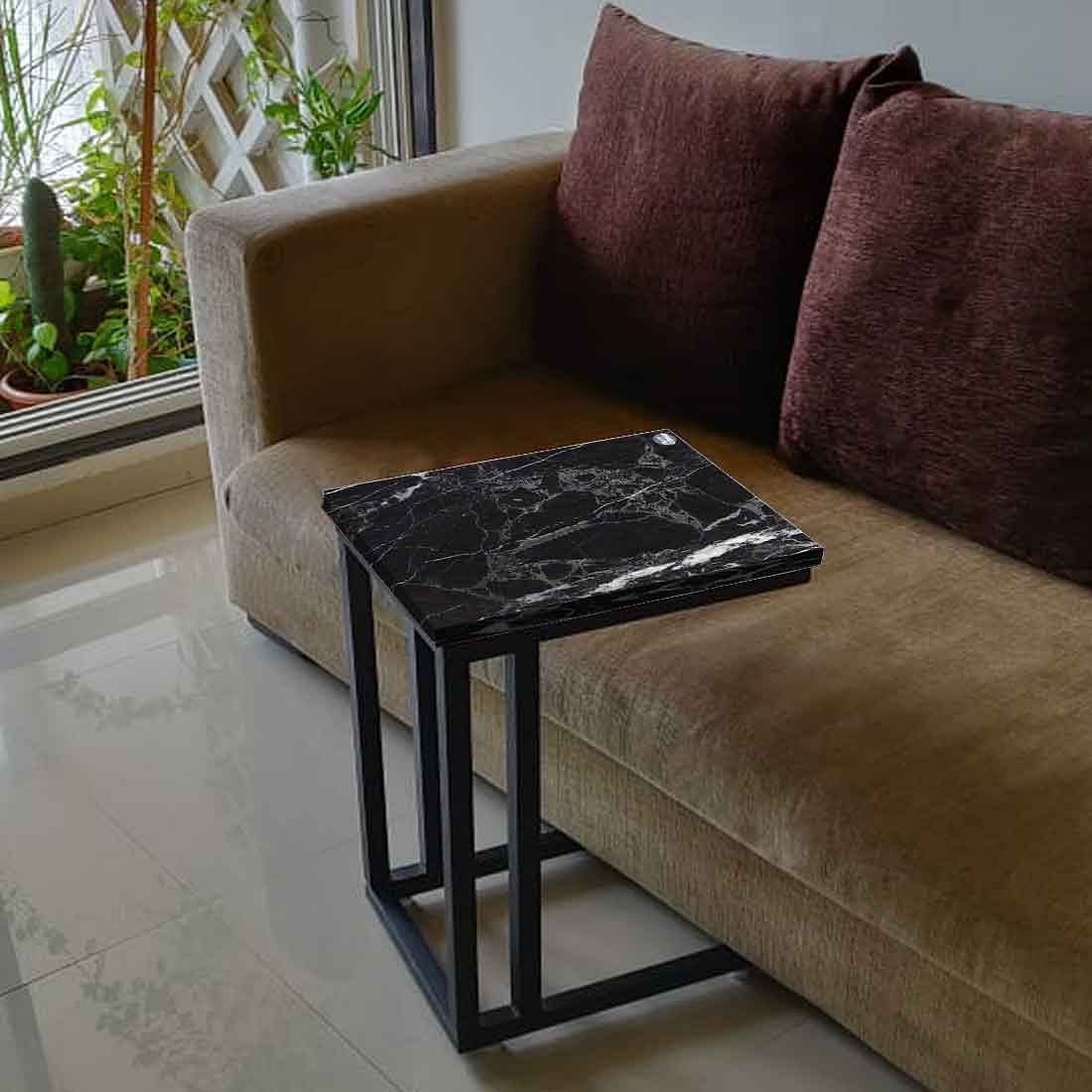 Marble C Metal Table -Digital Print - Not Real Marble -_Black Effect