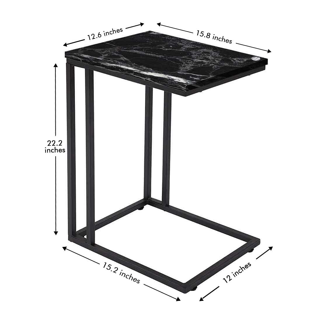 Marble C Metal Table -Digital Print - Not Real Marble -_Black Effect - Image 5