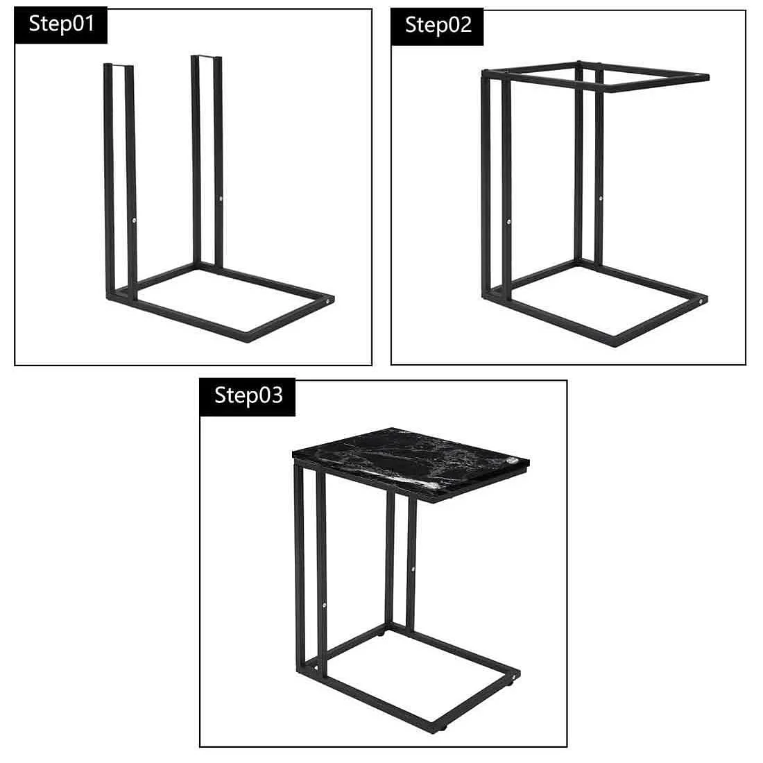 Marble C Metal Table -Digital Print - Not Real Marble -_Black Effect - Image 7