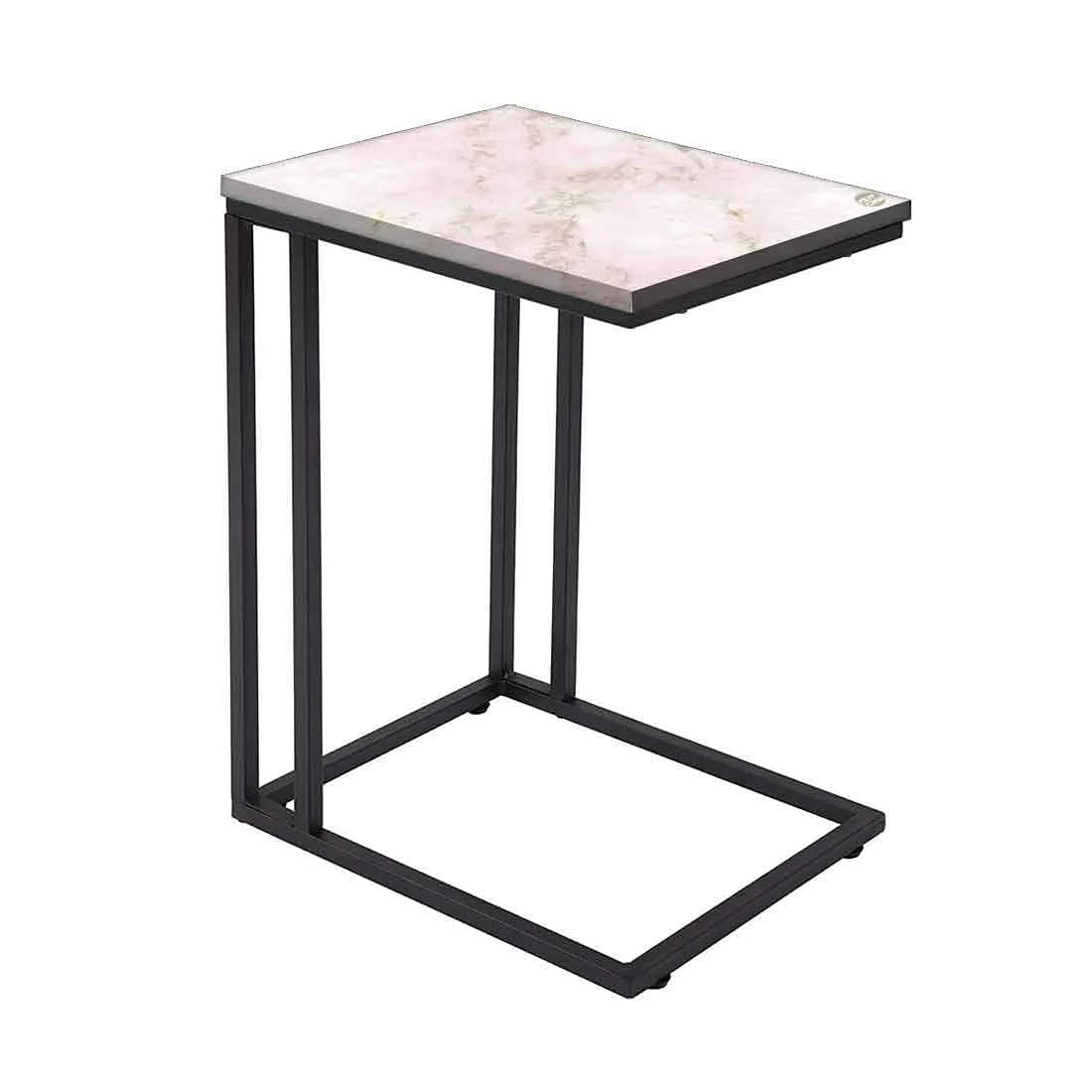 Marble C Shaped Table -Digital Print - Not Real Marble - Pink Effect - Image 2