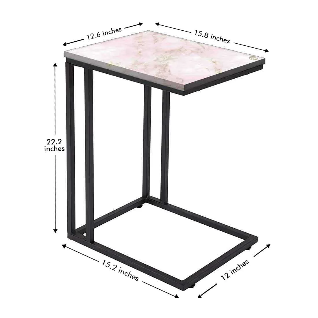 Marble C Shaped Table -Digital Print - Not Real Marble - Pink Effect - Image 5