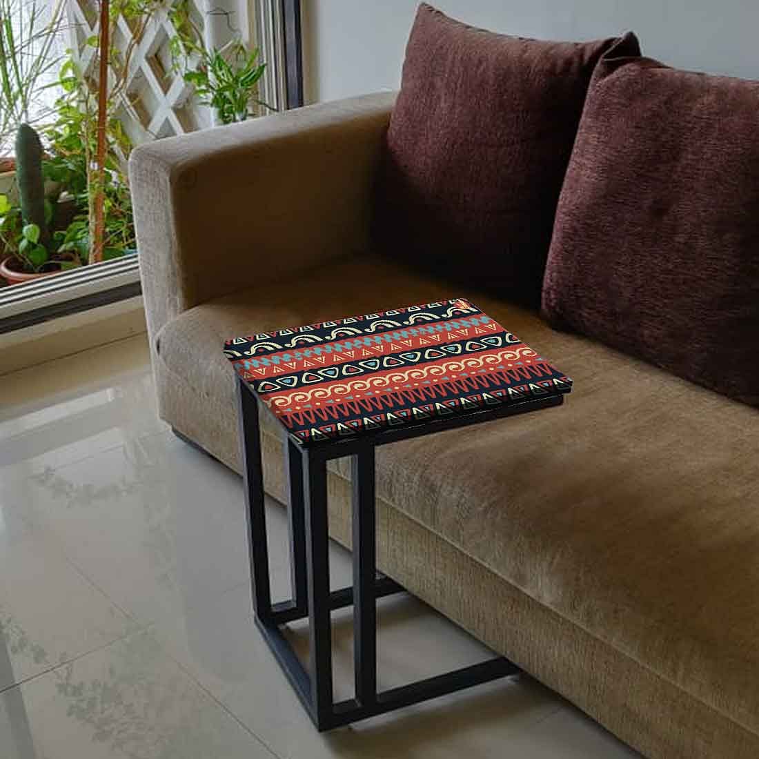 Nutcase Design C Shaped Side Table for Laptop Work on Sofa Couch-Study Breakfast Snack Serving End Tables -_Mexican Design