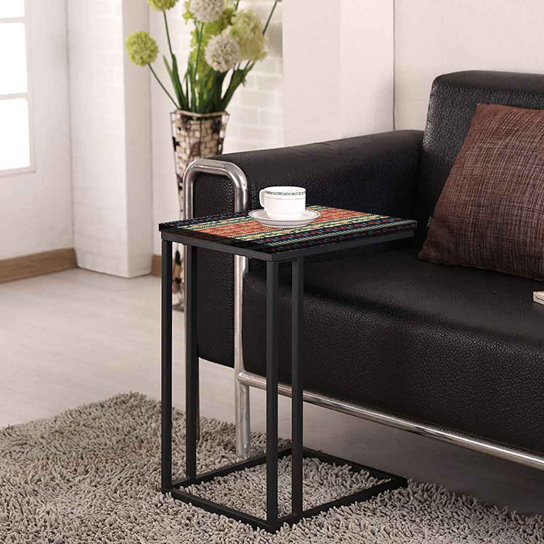Black C Shaped Table For Sofa - Ethnic Design - Image 4