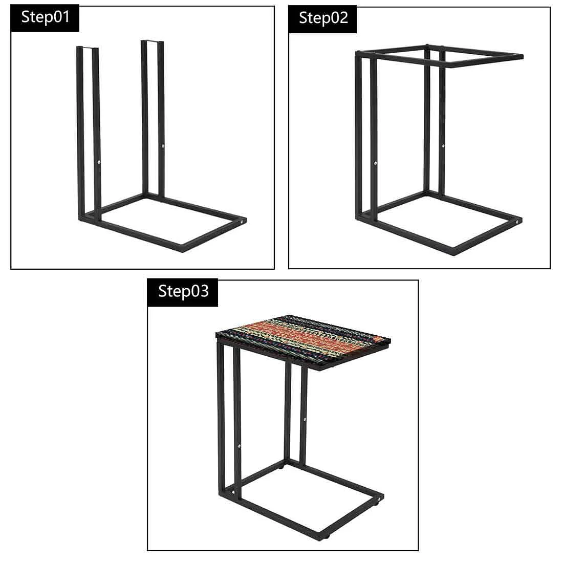 Black C Shaped Table For Sofa - Ethnic Design - Image 7