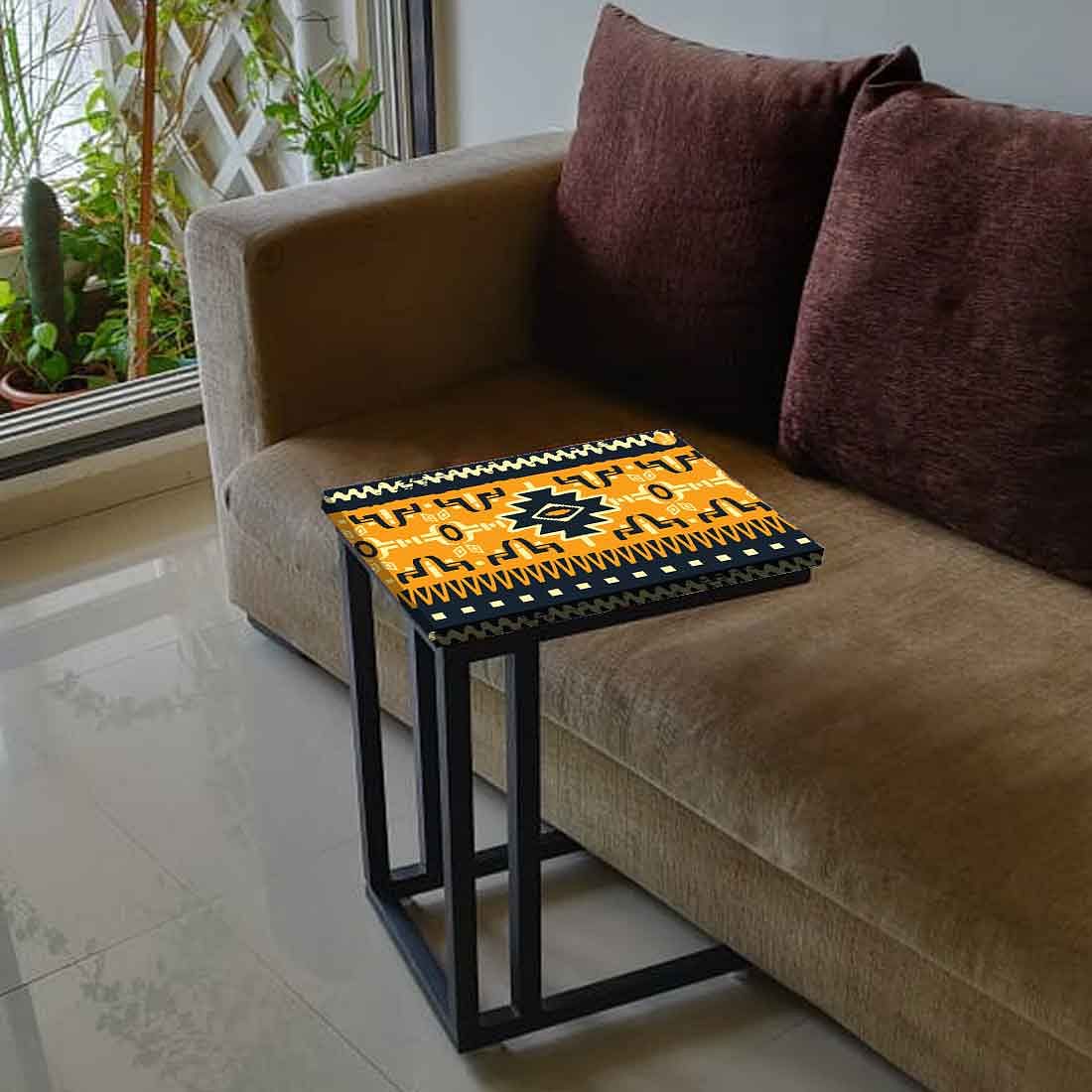 Metal C Shaped Table For Sofa - Beautiful Mexican Pattern