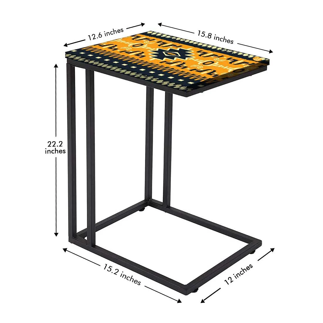 Metal C Shaped Table For Sofa - Beautiful Mexican Pattern - Image 5