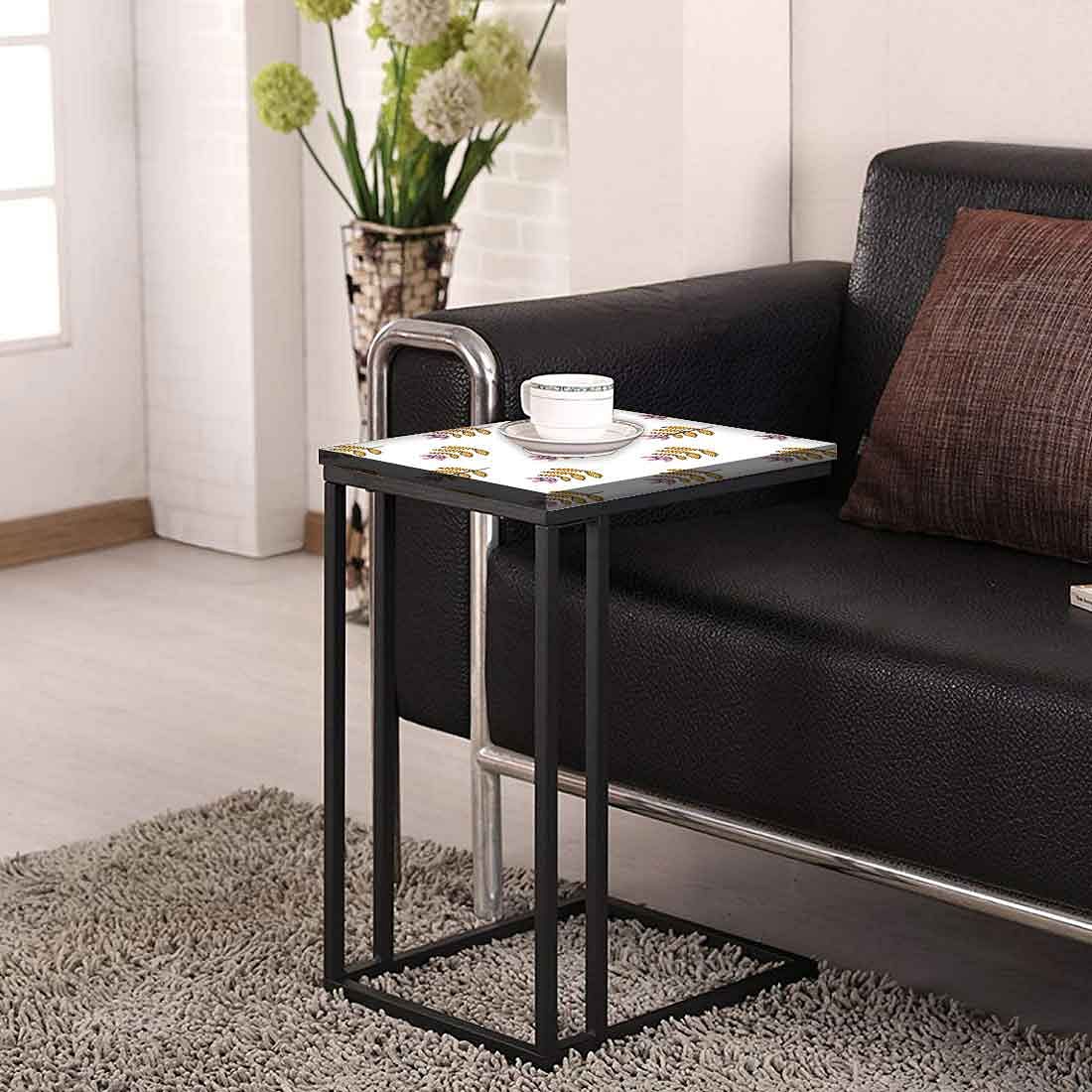 Floral C Shaped Table For Sofa - Ethnic Leaf - Image 4
