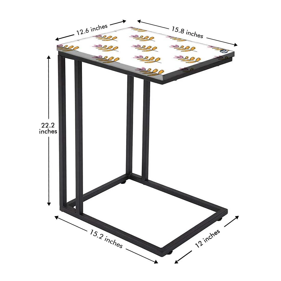 Floral C Shaped Table For Sofa - Ethnic Leaf - Image 5