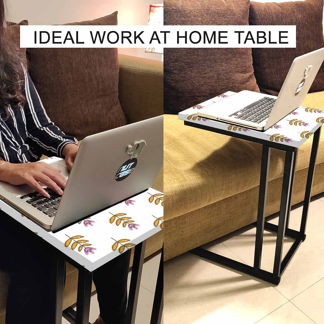 Floral C Shaped Table For Sofa - Ethnic Leaf - Image 6