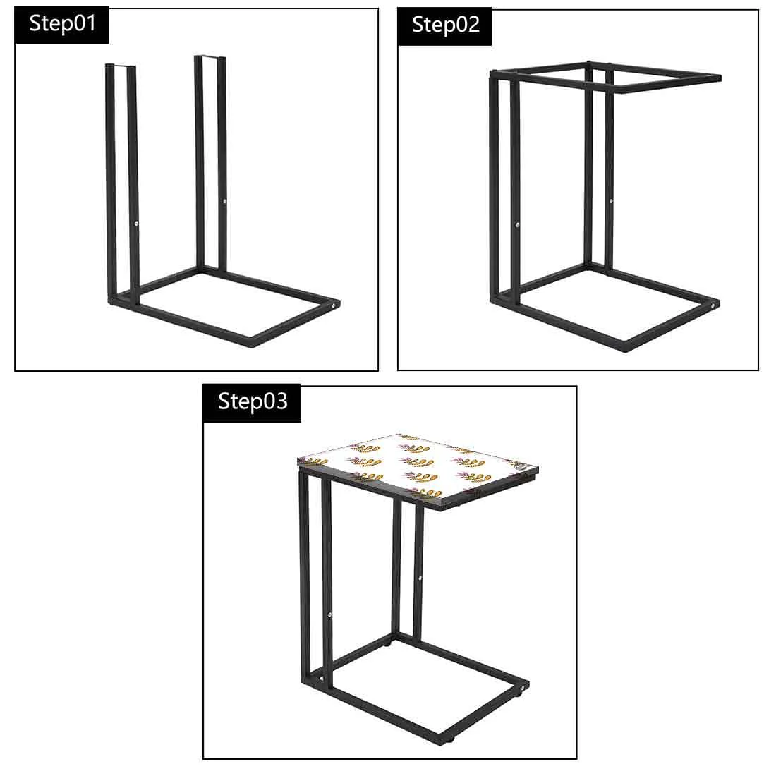 Floral C Shaped Table For Sofa - Ethnic Leaf - Image 7