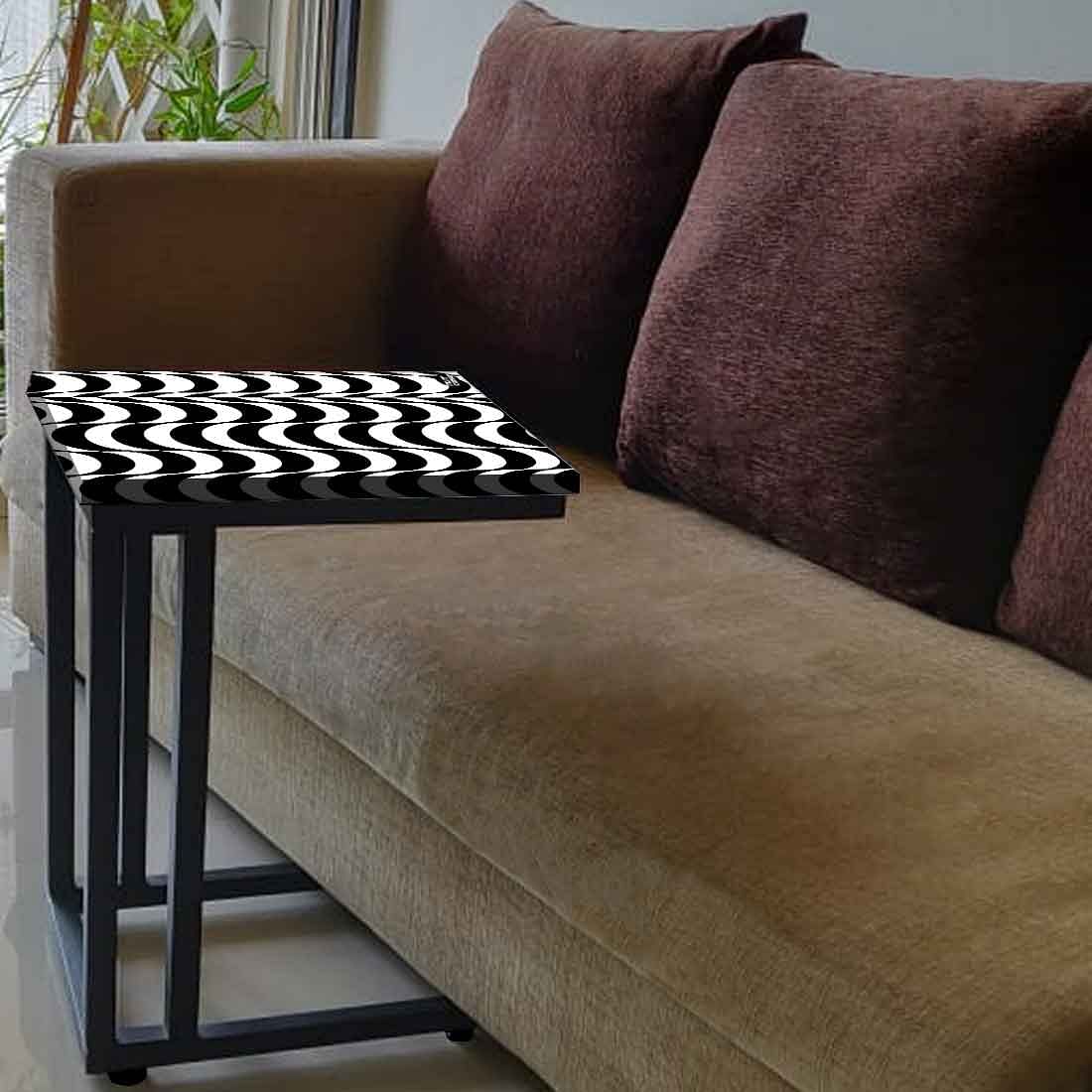 Designer High-field C Table -White Black Waves - Image 3
