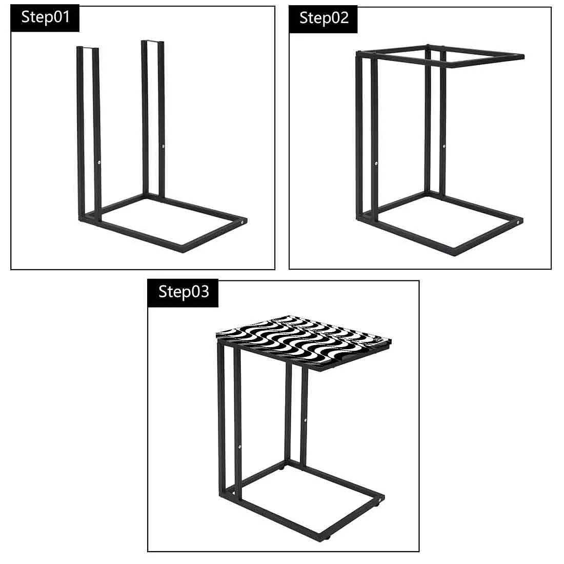 Designer High-field C Table -White Black Waves - Image 7