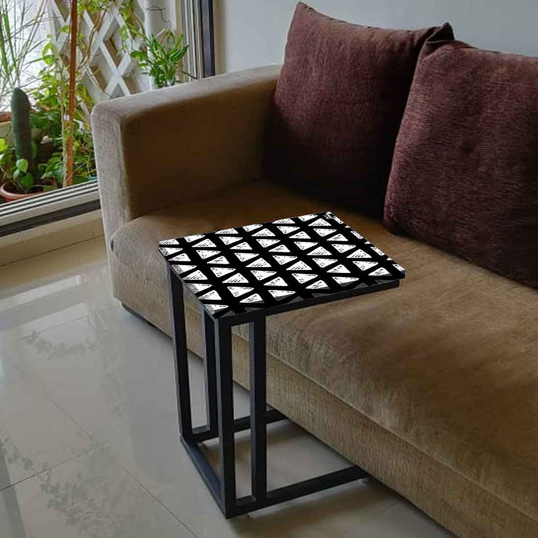 Black Metal Sofa Table -Mini White Triangle
