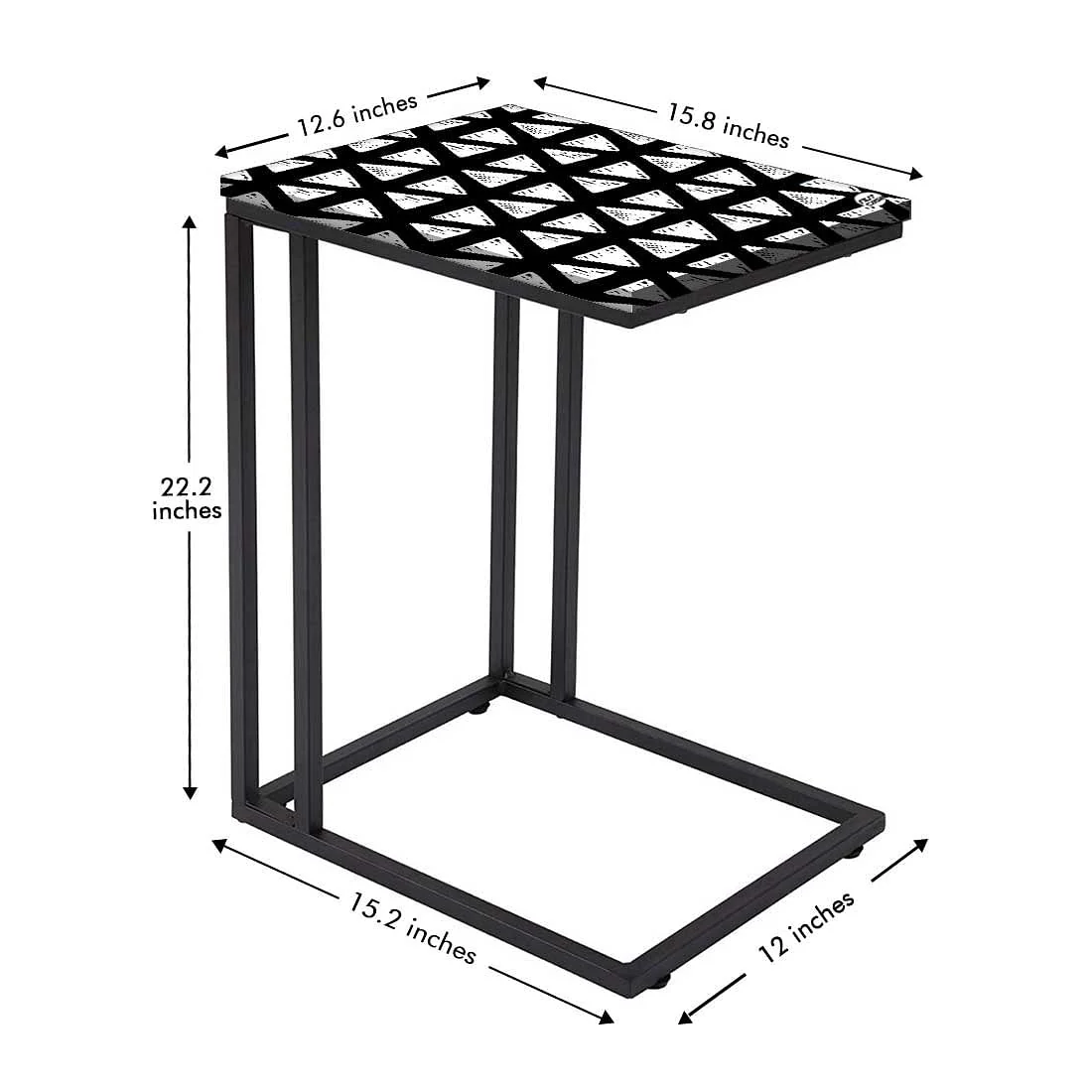 Black Metal Sofa Table -Mini White Triangle - Image 5