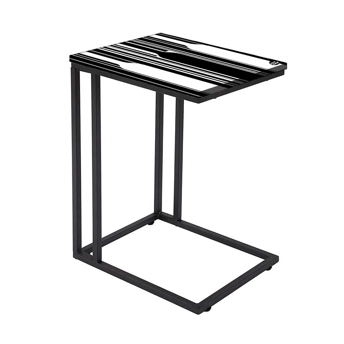 Designer Black C Side Table -Black White Pattern - Image 2