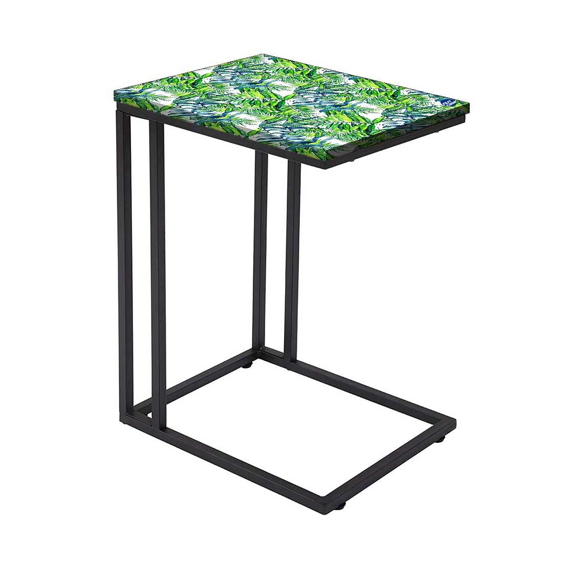Black Metal C Table for Sofa - Green Leaf - Image 2