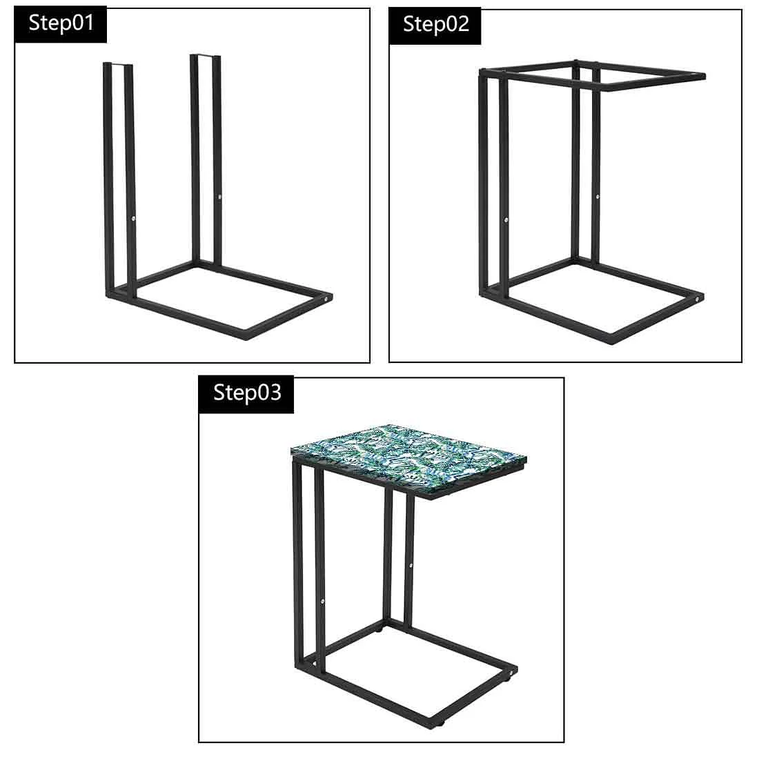 Designer Bedside C Table - Green Tropical Leaf - Image 7
