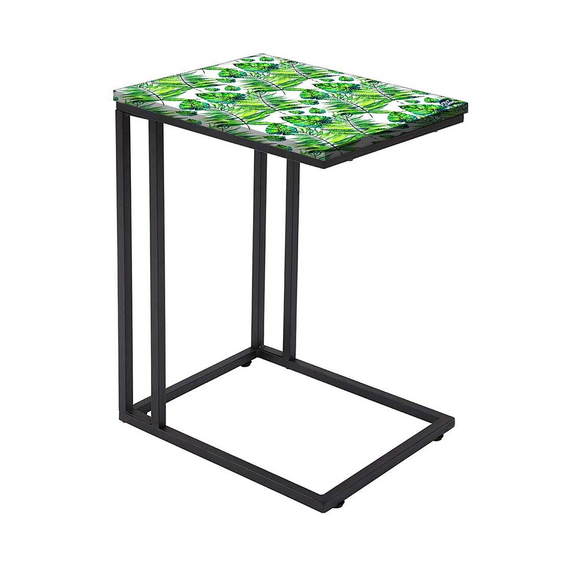C Shaped End Table For Sofa - Green Tropical Leaf - Image 2