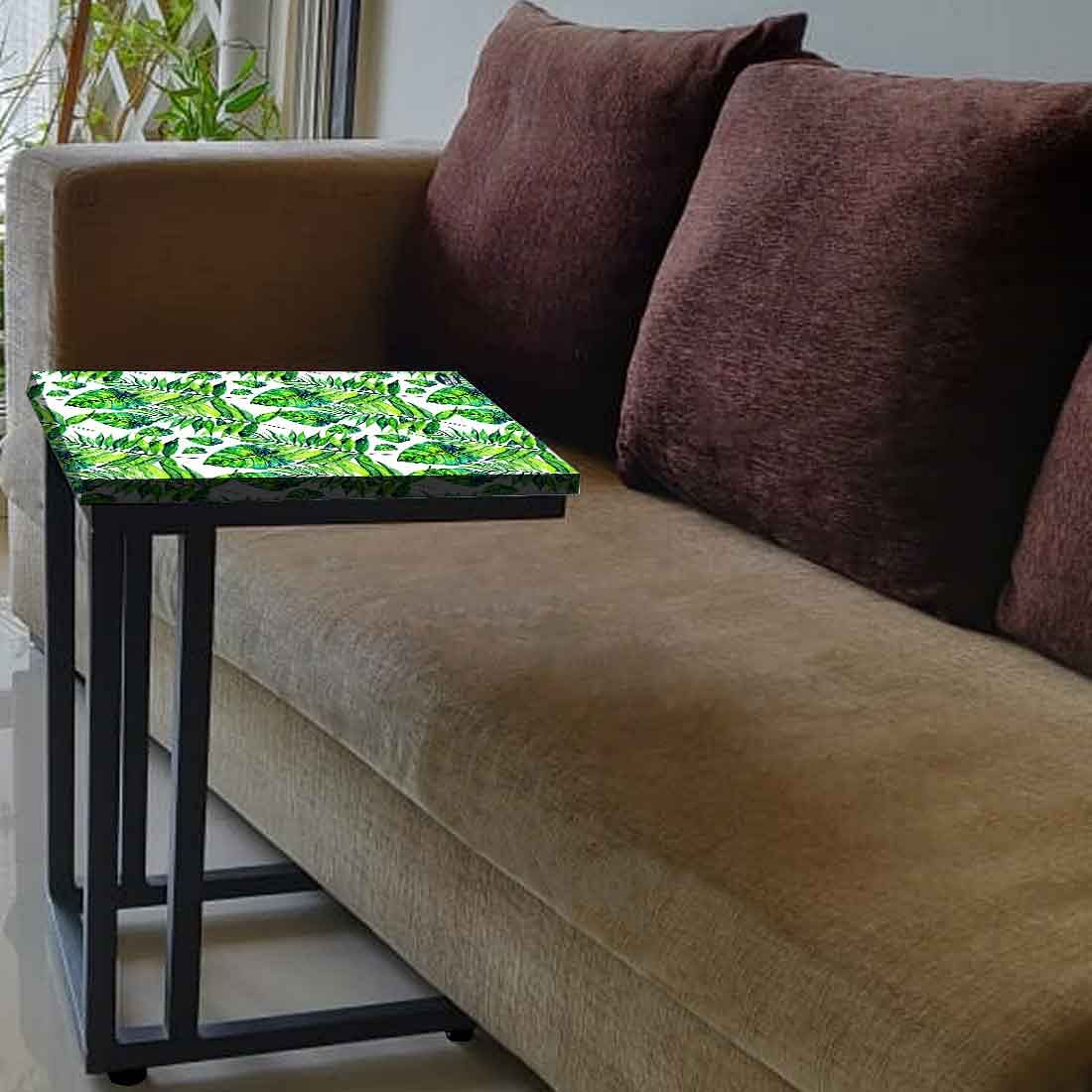 C Shaped End Table For Sofa - Green Tropical Leaf - Image 3