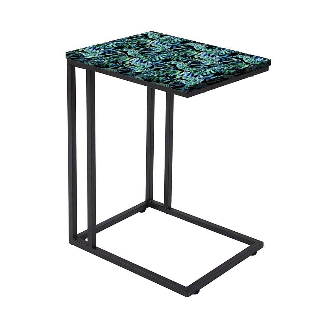 C Shaped End Table For Sofa - Dark Green Tropical - Image 2