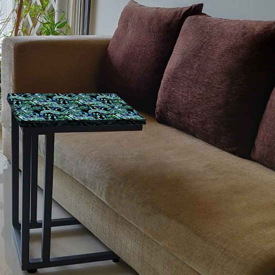 C Shaped End Table For Sofa - Dark Green Tropical - Image 3