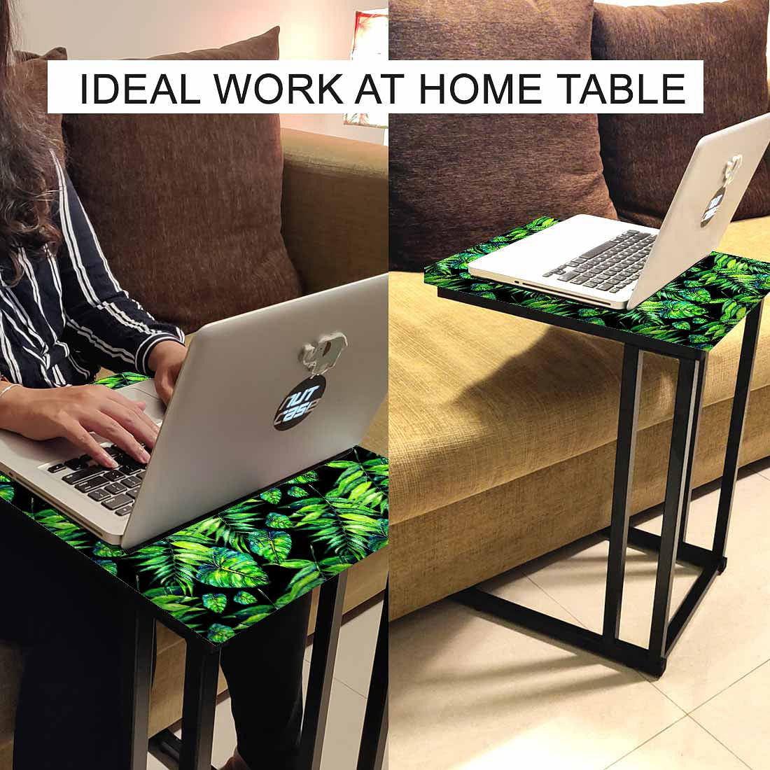 Small Metal C Table For Sofa - Green Tropical - Image 6