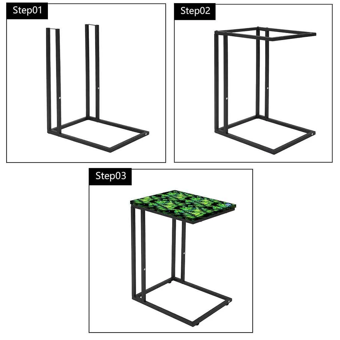 Small Metal C Table For Sofa - Green Tropical - Image 7