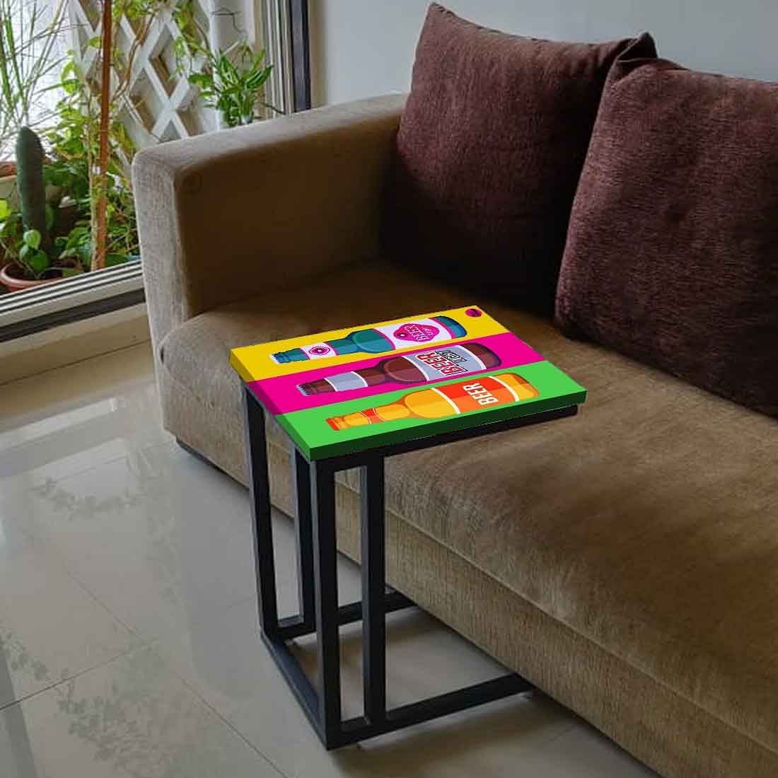 C Shaped End Table For Sofa - Beer Bottle