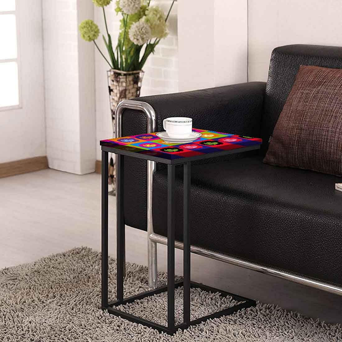 C Shaped Side Table For Sofa - Colorful Faces - Image 4